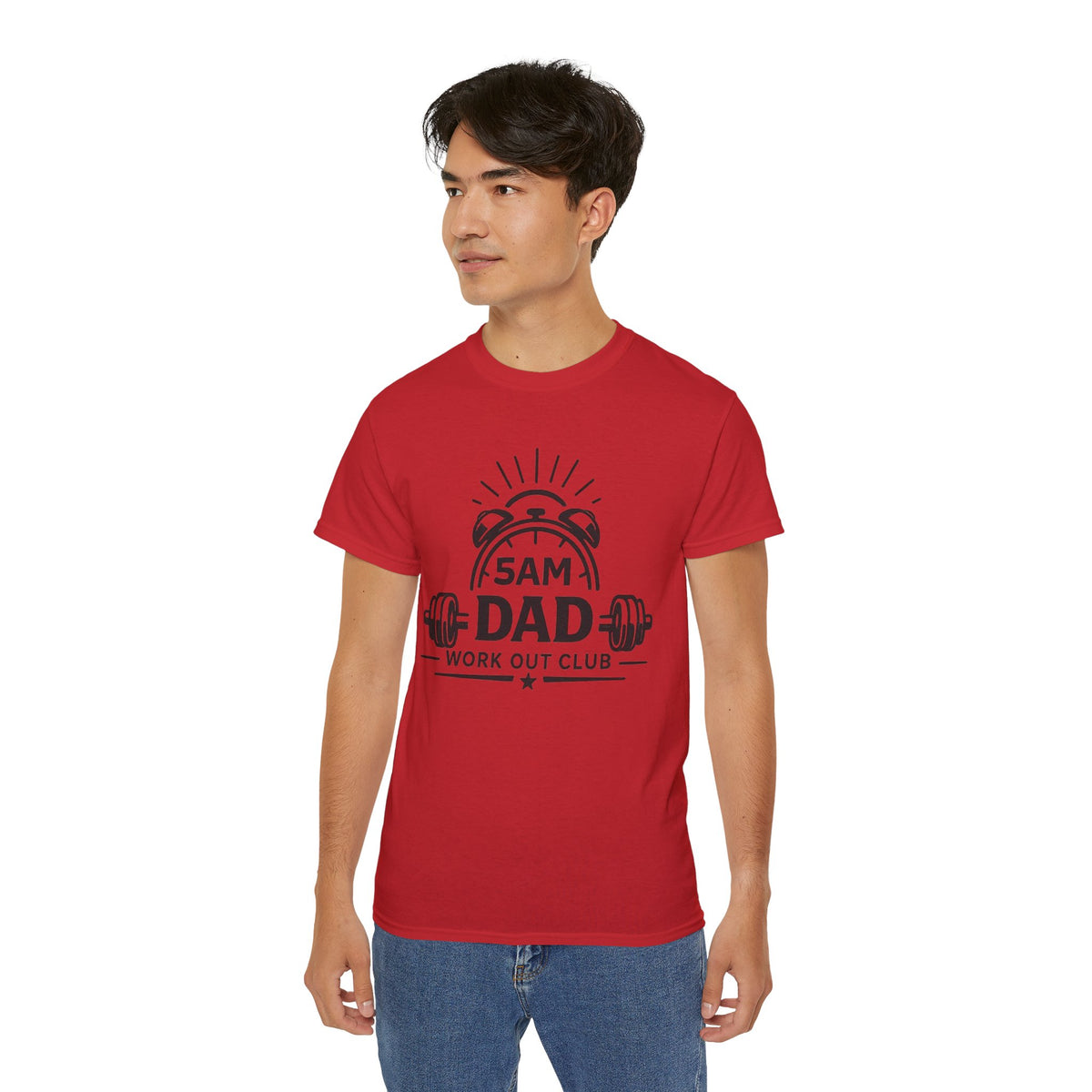 Dad Workout Tee — “5AM Dad Workout Club” Gym T‑Shirt