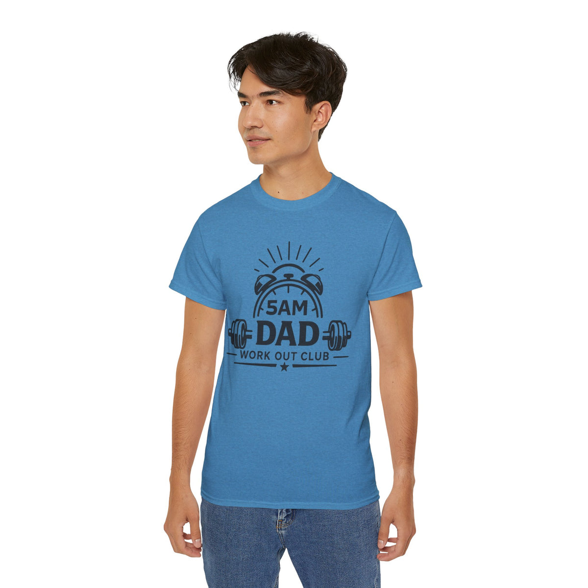 Dad Workout Tee — “5AM Dad Workout Club” Gym T‑Shirt