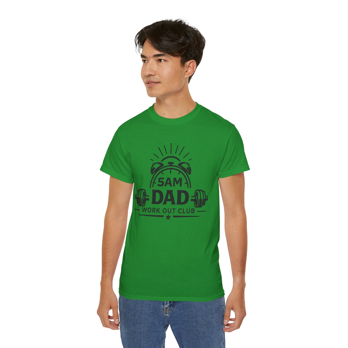 Dad Workout Tee — “5AM Dad Workout Club” Gym T‑Shirt